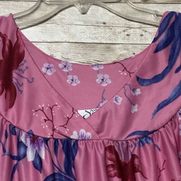 Sawyer Creek Studio Night Gown Womens Size 2XL Pink Floral House Coat Vintage - Picture 3 of 10